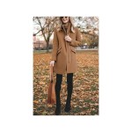 Womens Winter Long Coat Zip Up Casual Wool Blend Over Stand Neck Pea Coats Mid Long Jackets