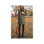 Womens Winter Long Coat Zip Up Casual Wool Blend Over Stand Neck Pea Coats Mid Long Jackets