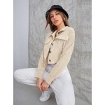 Flap Pocket Drop Shoulder Corduroy Jacket