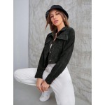 Flap Pocket Button Front Corduroy Jacket