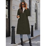 Women s Fleece Lined Hooded Zip Up Long Sleeve Regular Winter Coat With Pockets