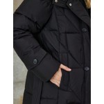 Pocket Side Belt Hooded Padded Coat