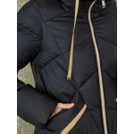 1pc Long Hooded Puffer Jacket With Contrasting Color Winter