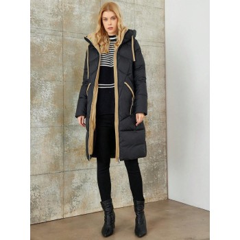 Zip Up Drawstring Hooded Padded Coat