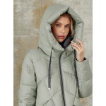 Women Contrasting Zip Up Drawstring Hooded Casual Jacket