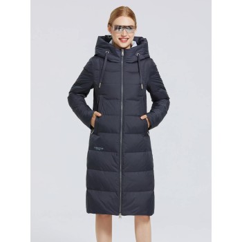 Zipper Front Drawstring Detail Padded Coat