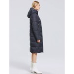 Zipper Front Drawstring Detail Padded Coat