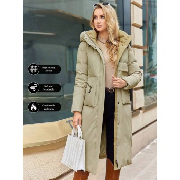 Flap Pocket Hooded Padded Coat