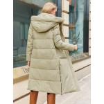 Flap Pocket Hooded Padded Coat