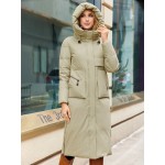 Flap Pocket Hooded Padded Coat