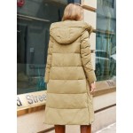 Zip Up Snap Button Drawstring Hooded Padded Coat