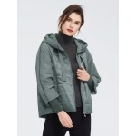 Zip Up Drawstring Hooded Padded Coat