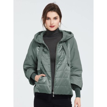 Zip Up Raglan Sleeve Hooded Padded Coat