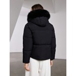 High End Detachable Large Fur Collar Hooded Women s Winter Short Padded Coat