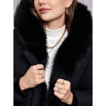 High End Detachable Large Fur Collar Hooded Women s Winter Short Padded Coat