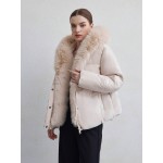 High End Detachable Large Fur Collar Hooded Women s Winter Short Padded Coat