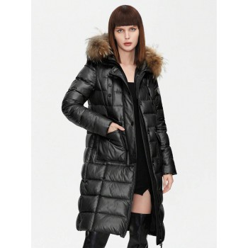 Zip Up Fuzzy Hooded Padded Coat