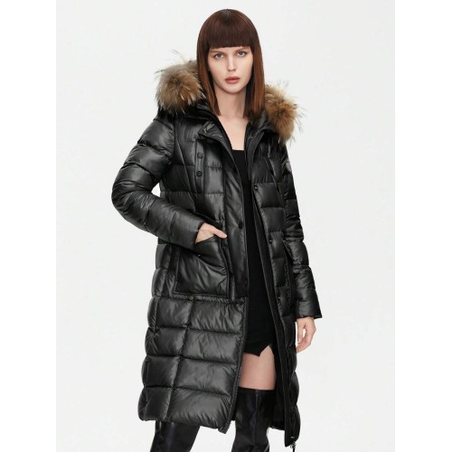 Zip Up Fuzzy Hooded Padded Coat