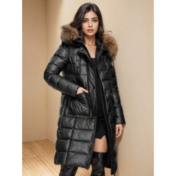 Women s Hooded Padded Coat With Fluffy Collar