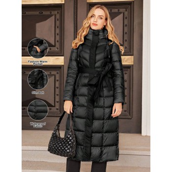 High Quality Solid Color Hooded Slim Winter Long Padded Coat