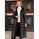 High Quality Solid Color Hooded Slim Winter Long Padded Coat