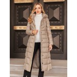 High Quality Solid Color Hooded Slim Winter Long Padded Coat