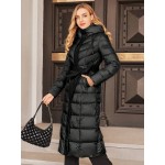 High Quality Solid Color Hooded Slim Winter Long Padded Coat