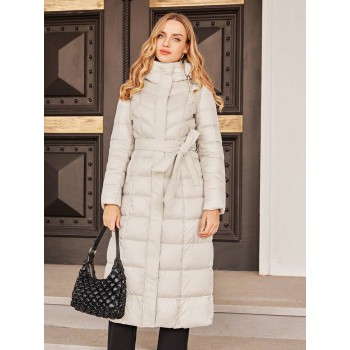 High Quality Solid Color Hooded Slim Winter Long Padded Coat