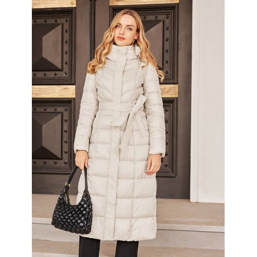 High Quality Solid Color Hooded Slim Winter Long Padded Coat