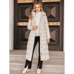 High Quality Solid Color Hooded Slim Winter Long Padded Coat