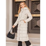 High Quality Solid Color Hooded Slim Winter Long Padded Coat