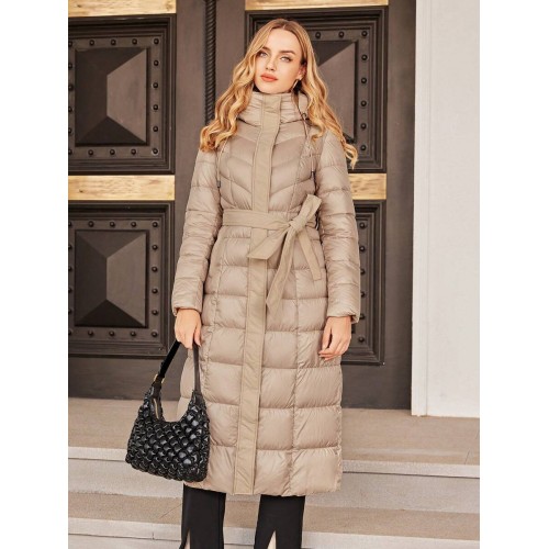 High Quality Solid Color Hooded Slim Winter Long Padded Coat