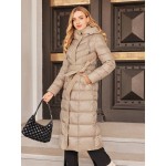 High Quality Solid Color Hooded Slim Winter Long Padded Coat