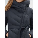 Women s Long Hooded Padded Coat With Belt