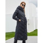 Women s Long Hooded Padded Coat With Belt