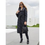 Women s Long Hooded Padded Coat With Belt