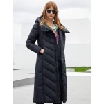 Women s Long Hooded Padded Coat With Belt