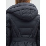 Women s Long Hooded Padded Coat With Belt