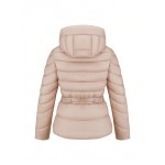 Women s Minimalist Padded Coat With Elegant Hood And Warm Lining Comes With A Waist Belt Autumn Winter