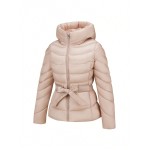 Women s Minimalist Padded Coat With Elegant Hood And Warm Lining Comes With A Waist Belt Autumn Winter