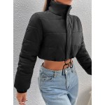 Drawstring Hem Crop Padded Coat