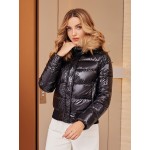 Shiny Short Down Jacket With Fur Collar For Women