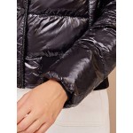 Shiny Short Down Jacket With Fur Collar For Women